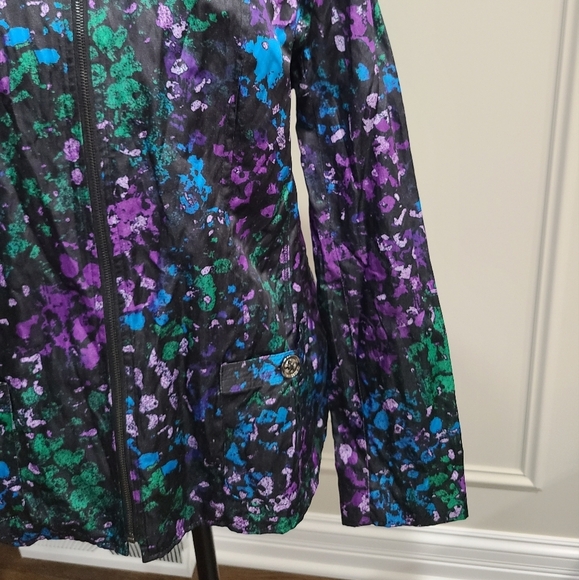 Laura Ashley women's jacket multicolored  art splatter print full zip  sz.L (d7) - Picture 2 of 9